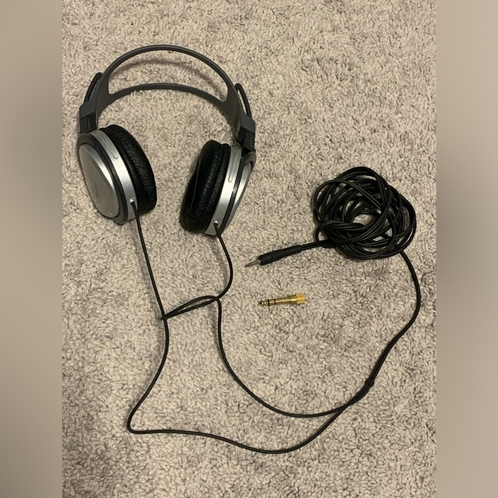 Sony MDR-XD100 Headband Headphones - Silver/Black Adjustable 10 Ft. Cord; Tested